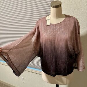 Anthropologie Shimmering Gradient Blouse in Pink/Lavender and dark tones